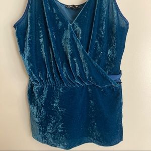 Blue velvet tank. Strappy v neck. Size medium. Express